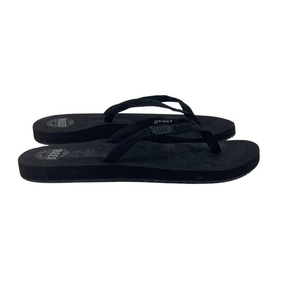 Reef Womens Black Flip Flops Size 12 Textile Upper Rubber Outsole - Picture 4 of 6